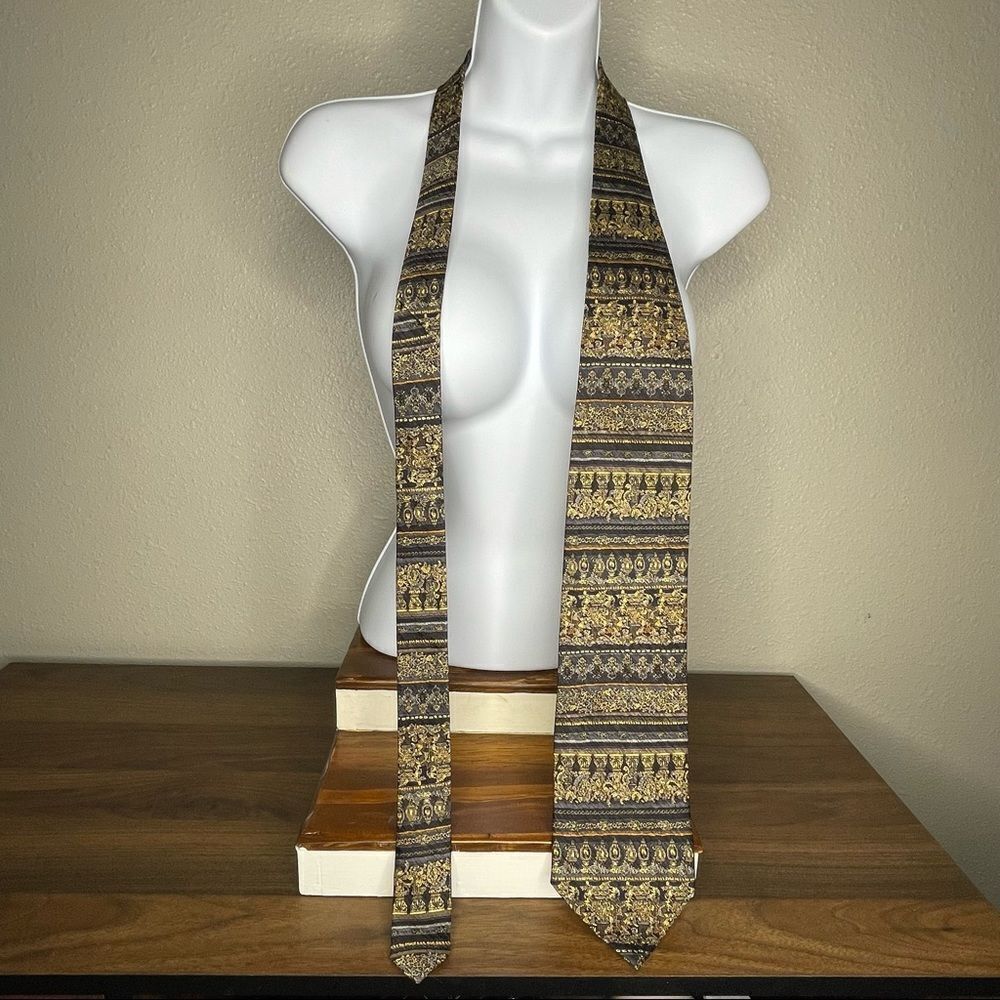Tesoro Rosso Men’s Blue Gray Gold Silk Tie